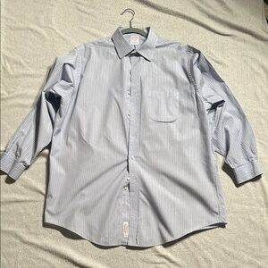 Brooks Brothers 17-33 Light Blue Striped Dress Shirt Traditional Fit All Cotton